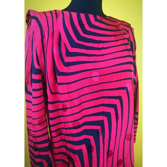 Vintage J.S.J. Red/Black Swirl Dress - Picture 2 of 4